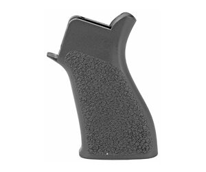 Pistol grip for firearms with textured surface for secure handling.