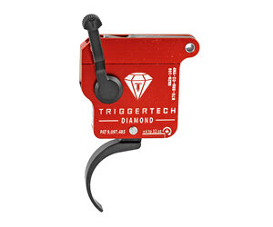 Red TriggerTech Diamond firearm trigger with black adjustment lever.