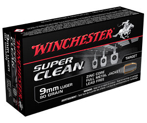 Winchester 9mm Luger 90 Grain Ammo box for firearms and shooting sports.