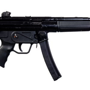 Airsoft pistol with black finish and realistic design.