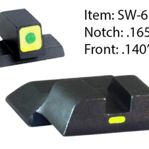 Ameriglo CAP Tritium Night Sights for S&W M&P Shield / Front Tritium - Green / Front Outline - LumiGreen / Style - CAP / Rear Paint Bar - LumiGreen