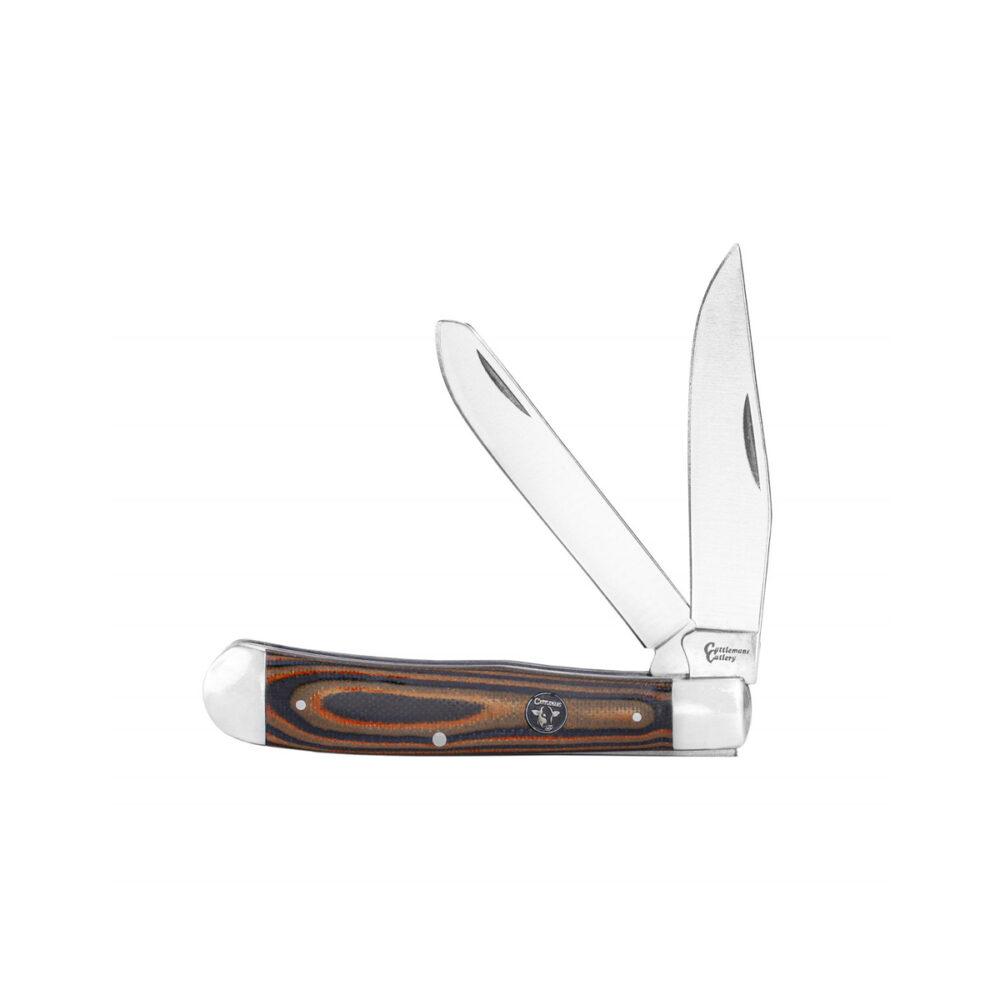 ABKT Cattleman Trapper Cowhand Knife 2 Blades Brown