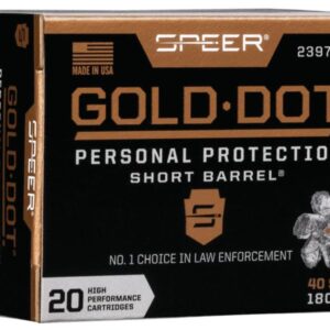 Speer Gold Dot Short Barrel Handgun Ammunition .40 S&W 180 gr HP 950 fps 20/ct