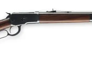 Rifle with wooden stock and long barrel, ideal for hunting and shooting sports.