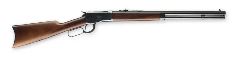 Rifle with wooden stock and long barrel, ideal for hunting and shooting sports.