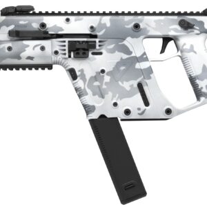Airsoft gun with camouflage design and magazine.