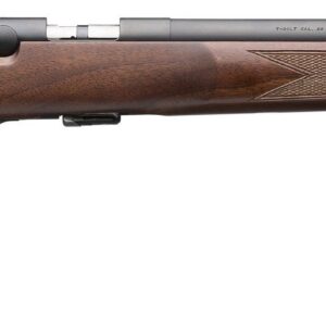 Bolt-action rifle with wooden stock and long barrel.
