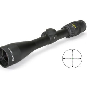 Long-range rifle scope with adjustable zoom and reticle for accurate targeting.