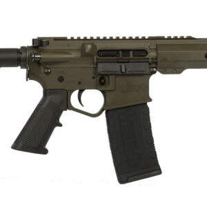 Tactical rifle with adjustable stock and ergonomic grip.