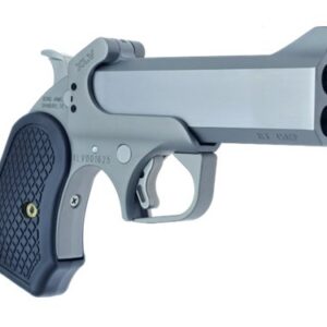 Airsoft pistol with realistic design and dual barrel for safe shooting practice.
